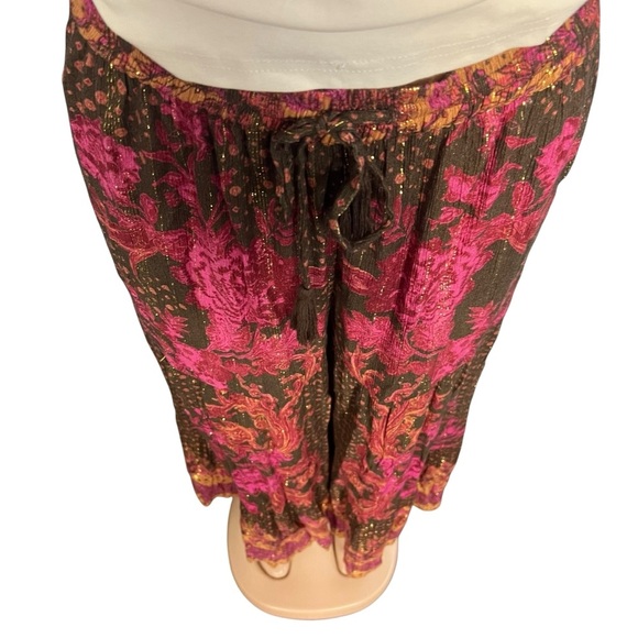 Intimately Free People Pink and Brown Metallic Wide Leg Boho Pants - Picture 2 of 10